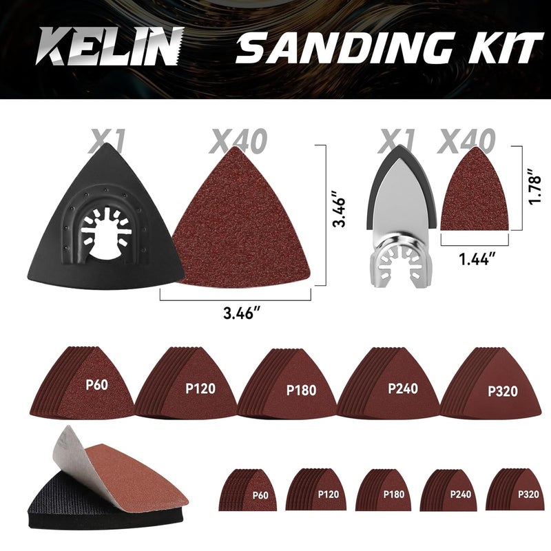 KELIN 120 PCS Multitool Blade Kits Cutting and Sandpaper Oscillating Tool Accessories Universal Oscillating Saw Blades, 11 Types Blades Compatible with Dewalt Bosch Dremel Milwaukee - Image 3